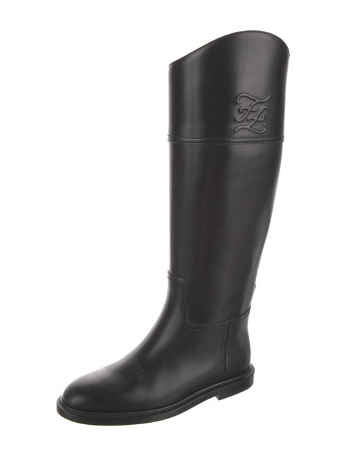 Fendi Karligraphy Accent Leather Rain Boots