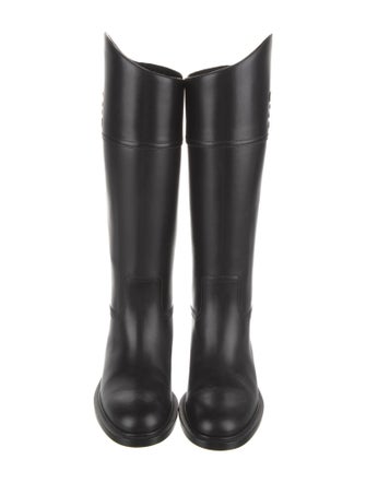 Fendi Karligraphy Accent Leather Rain Boots