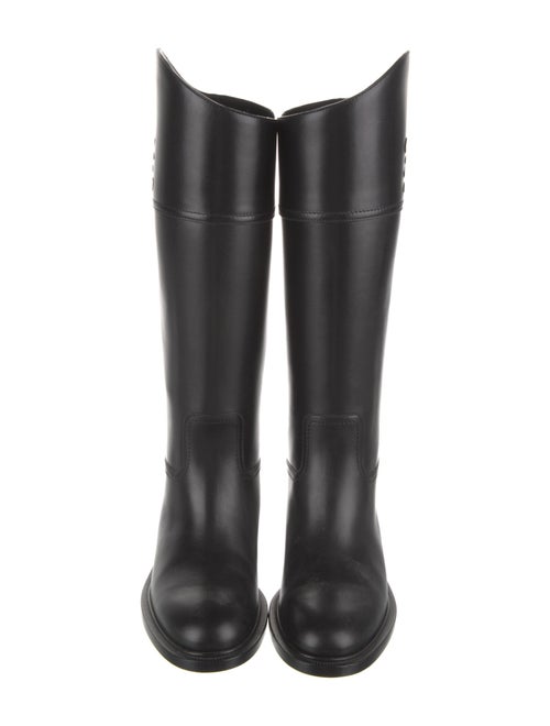 Fendi Karligraphy Accent Leather Rain Boots