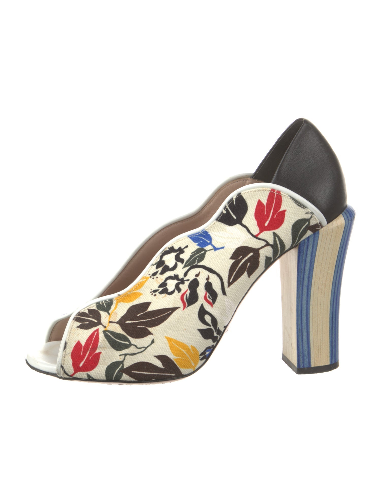Fendi Canvas Floral Print Pumps