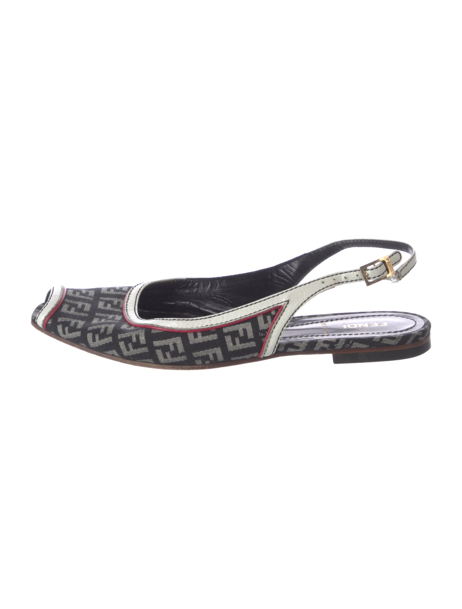 Fendi Canvas Printed Slingback Flats