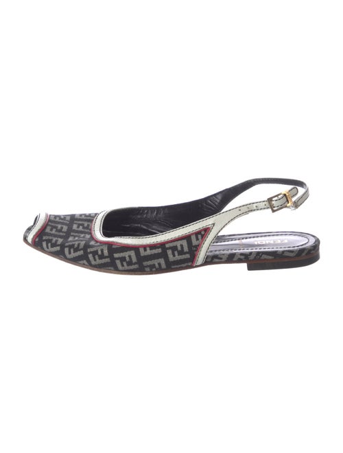 Fendi Canvas Printed Slingback Flats