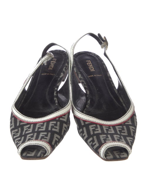 Fendi Canvas Printed Slingback Flats