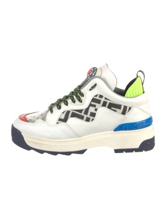 Fendi Leather Printed Chunky Sneakers