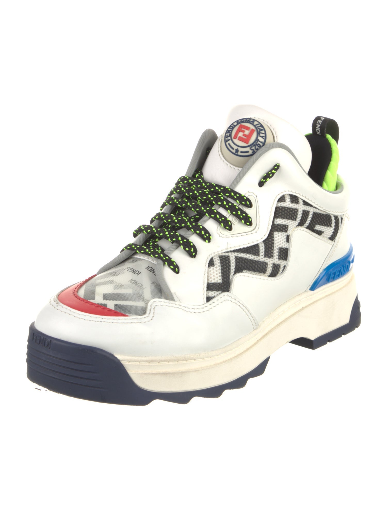 Fendi Leather Printed Chunky Sneakers