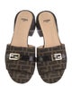 Fendi Zucca FF Logo Leather Slides