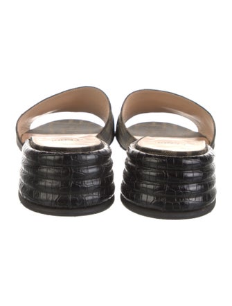 Fendi Zucca FF Logo Leather Slides
