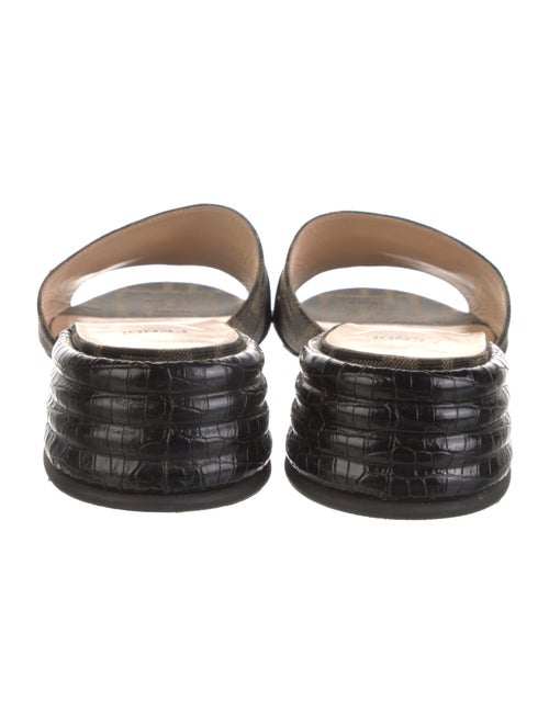Fendi Zucca FF Logo Leather Slides