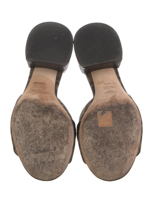 Fendi Zucca FF Logo Leather Slides