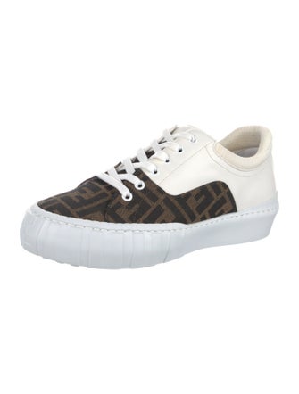 Fendi Leather Colorblock Pattern Sneakers