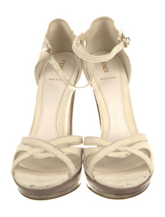 Fendi Suede Colorblock Pattern Sandals