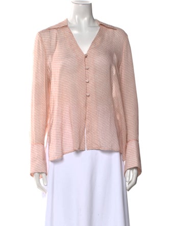 Fendi Silk V-Neck Button-Up Top