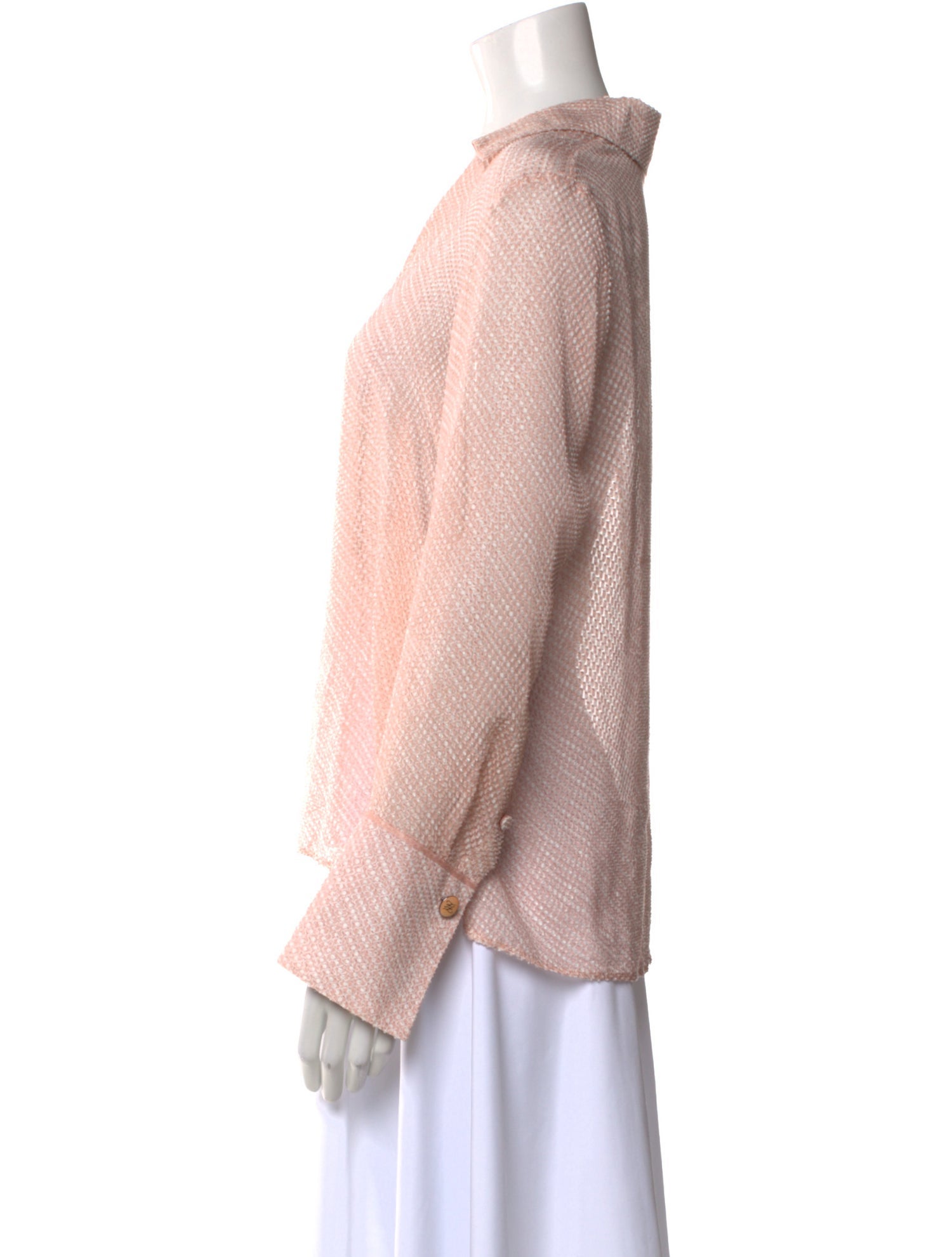 Fendi Silk V-Neck Button-Up Top