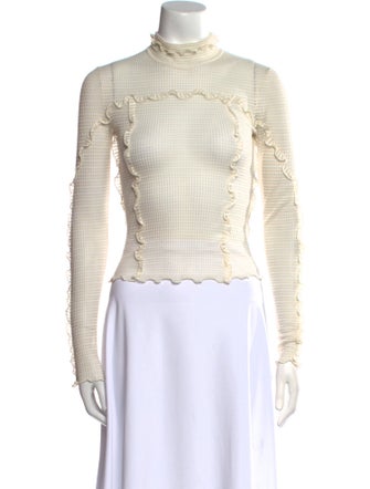 Fendi Silk Mock Neck Crop Top