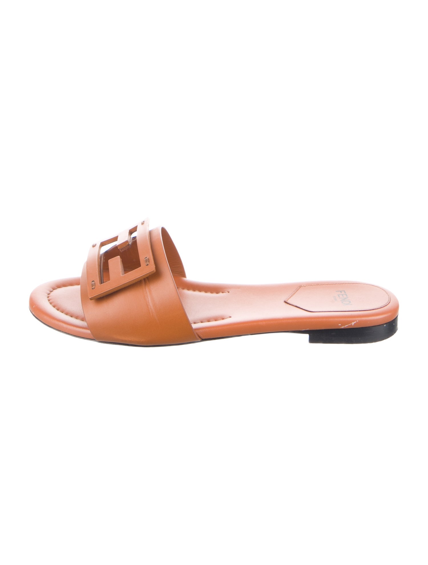 Fendi Zucca FF Logo Leather Slides
