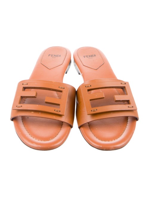 Fendi Zucca FF Logo Leather Slides