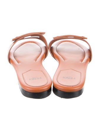 Fendi Zucca FF Logo Leather Slides