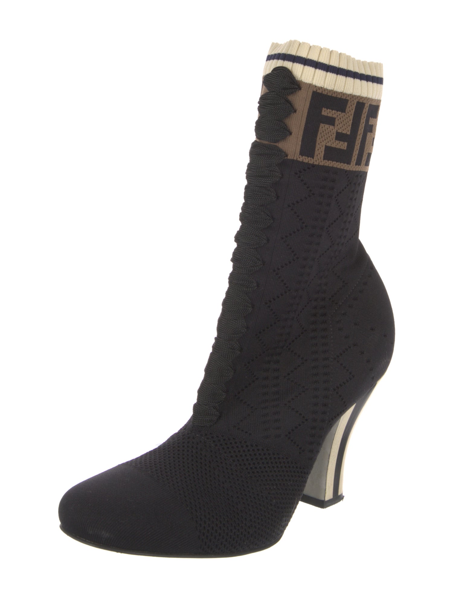 Fendi Zucca FF Logo Printed Sock Boots