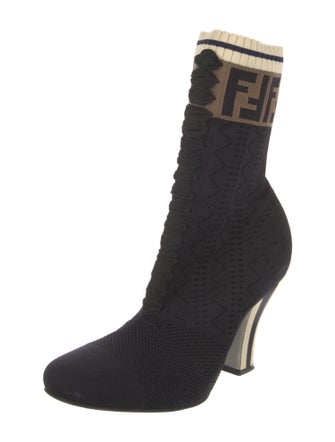Fendi Zucca FF Logo Printed Sock Boots