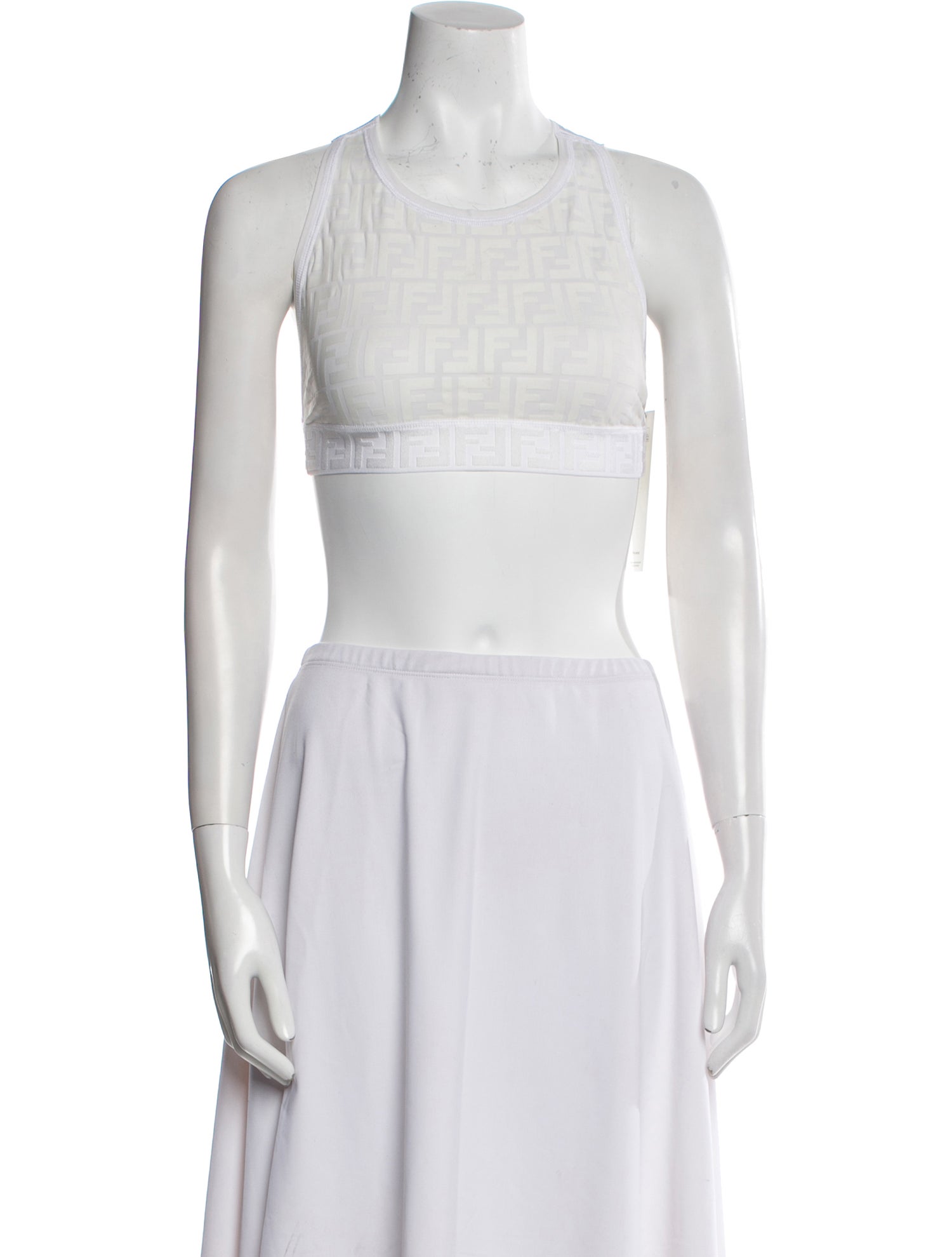 Fendi Crew Neck Sleeveless Crop Top