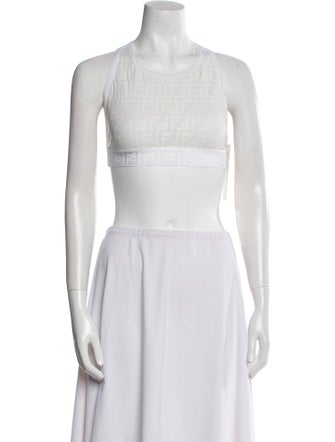 Fendi Crew Neck Sleeveless Crop Top