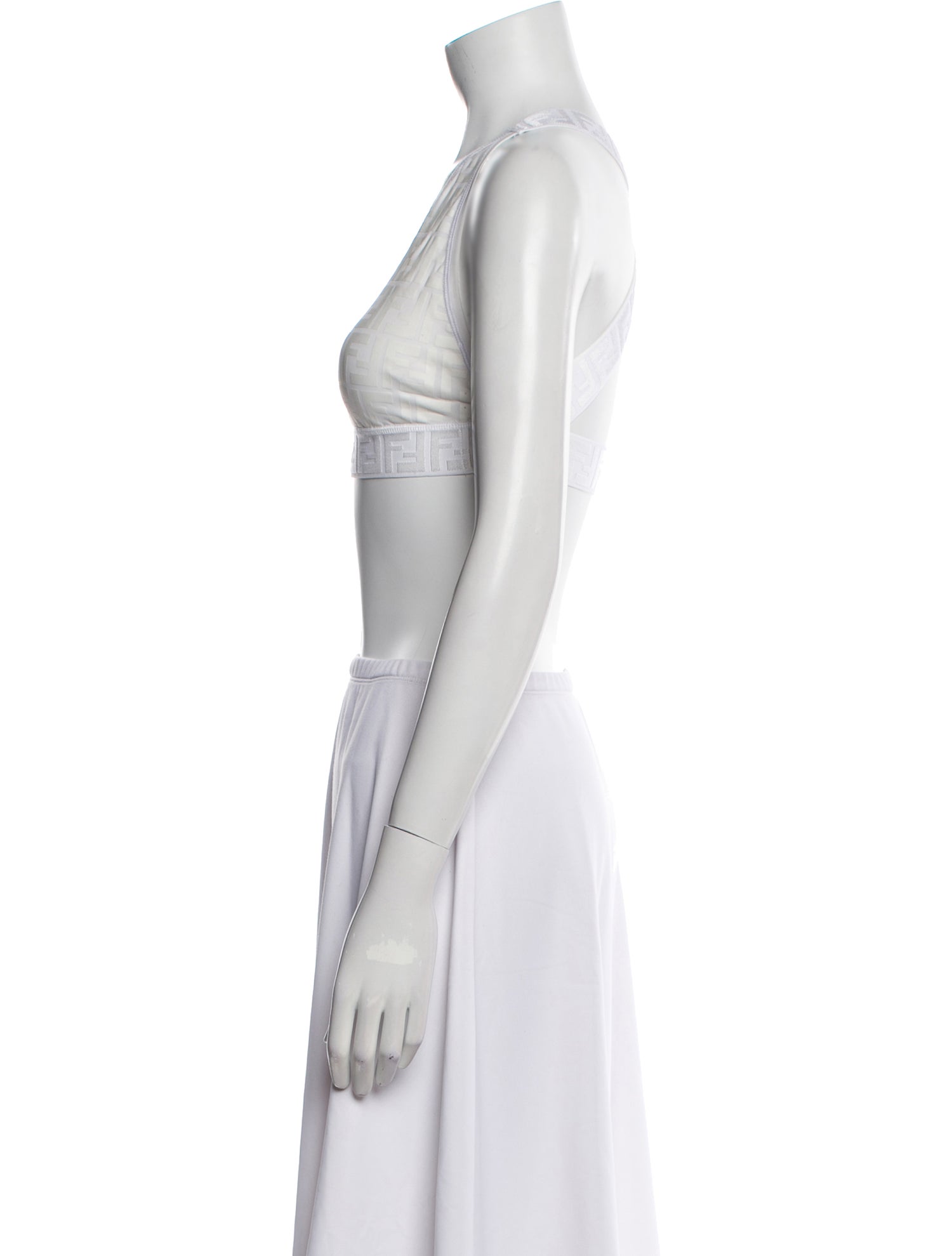 Fendi Crew Neck Sleeveless Crop Top