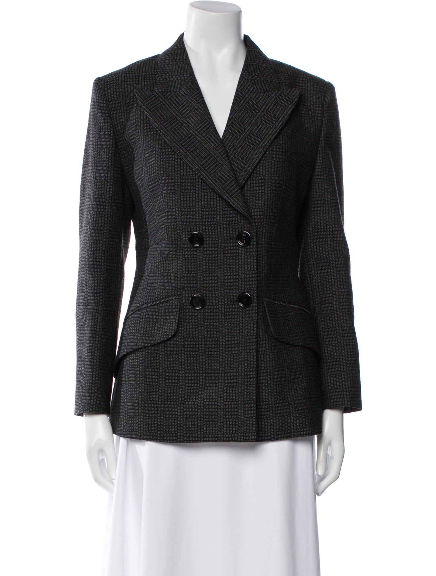 Fendi Wool Plaid Print Blazer