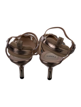 Fendi Patterned Mesh Accents Slingback Pumps