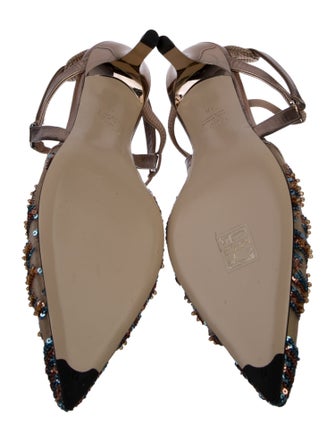 Fendi Patterned Mesh Accents Slingback Pumps