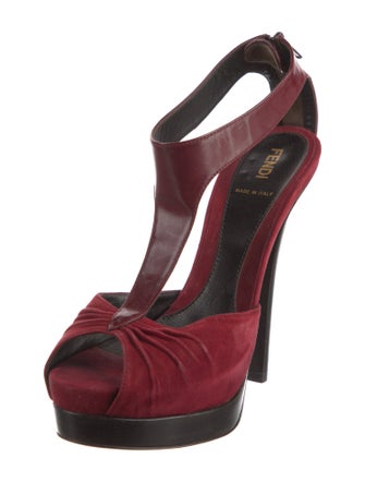 Fendi Suede T-Strap Pumps