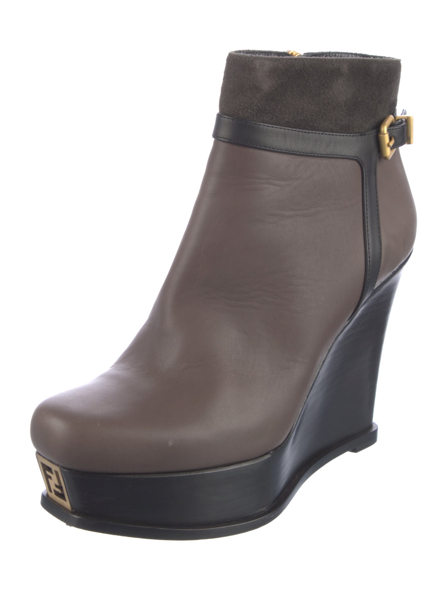 Fendi Zucca FF Logo Leather Boots