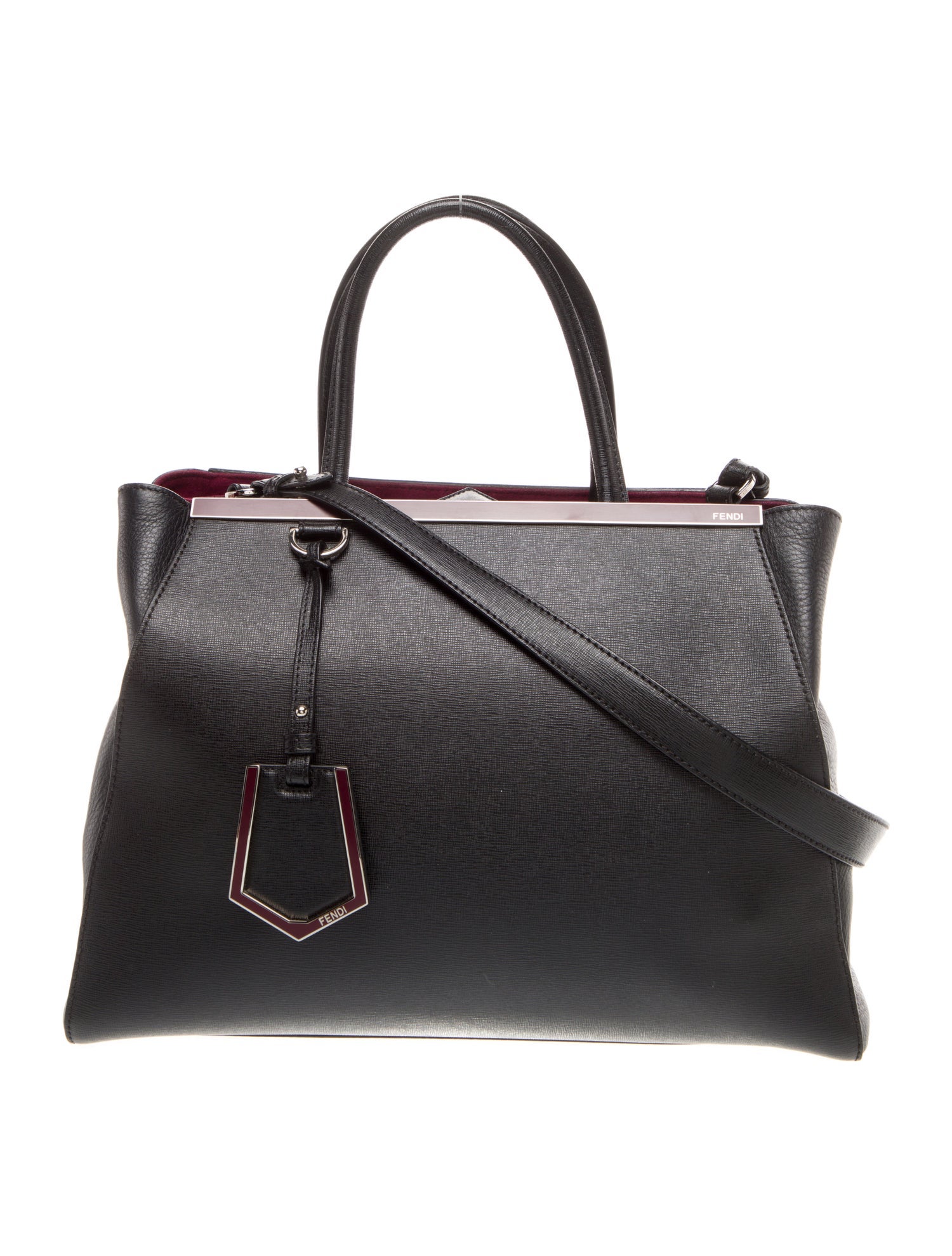 Fendi Leather Black Vitello Patent Leather Medium 2Jours Elite Tote Bag