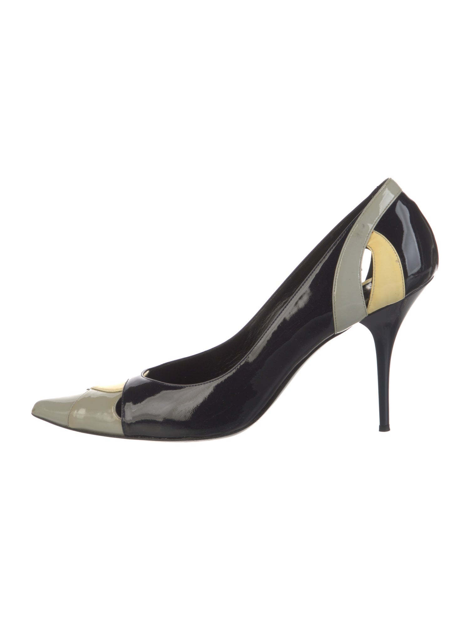 Fendi Patent Leather Colorblock Pattern Pumps