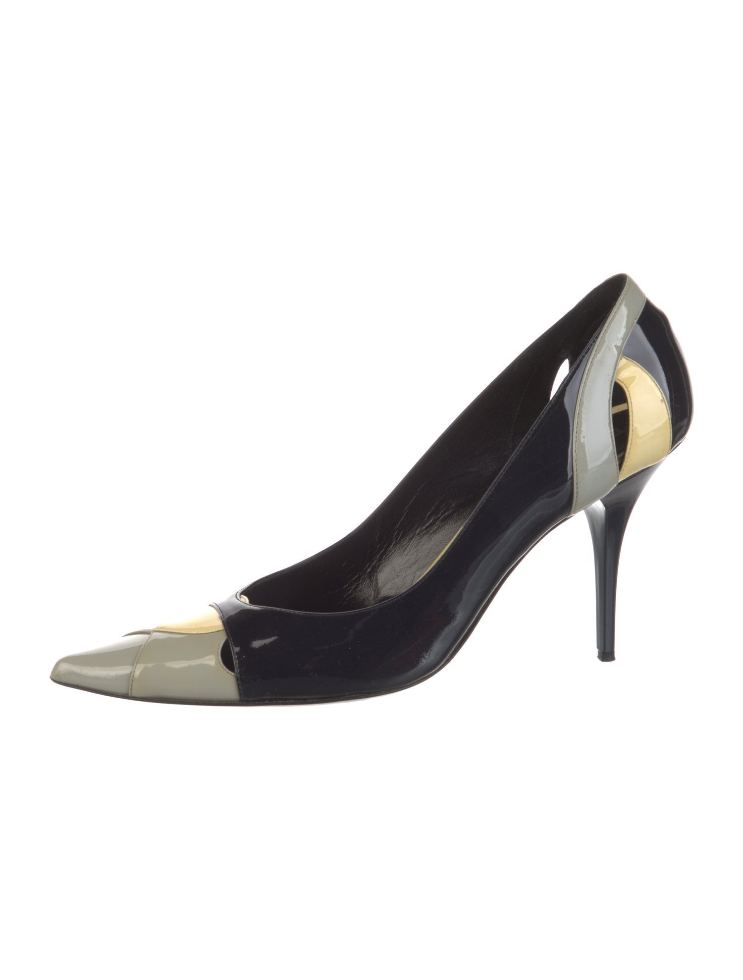 Fendi Patent Leather Colorblock Pattern Pumps