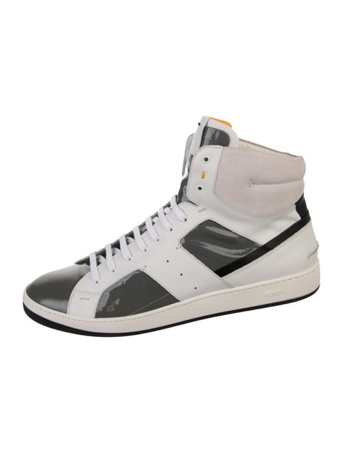 Fendi Patent Leather Colorblock Pattern Sneakers