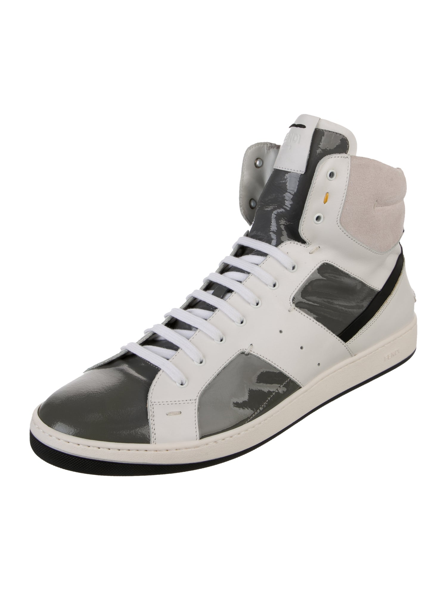 Fendi Patent Leather Colorblock Pattern Sneakers