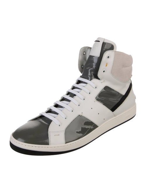 Fendi Patent Leather Colorblock Pattern Sneakers