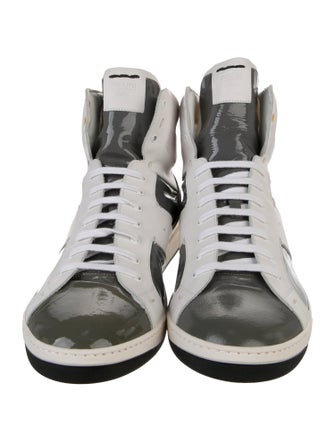 Fendi Patent Leather Colorblock Pattern Sneakers