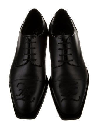 Fendi Leather Embroidered Accent Derby Shoes