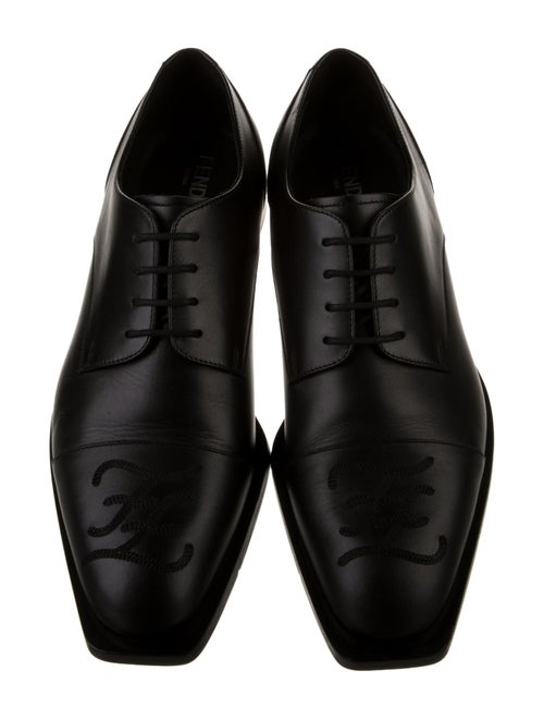 Fendi Leather Embroidered Accent Derby Shoes
