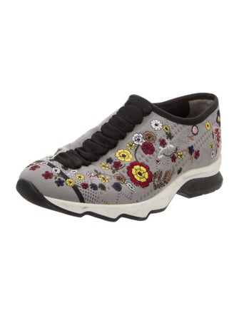 Fendi Floral Print Embroidered Accent Sneakers