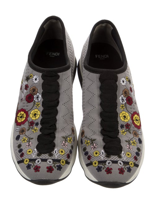 Fendi Floral Print Embroidered Accent Sneakers