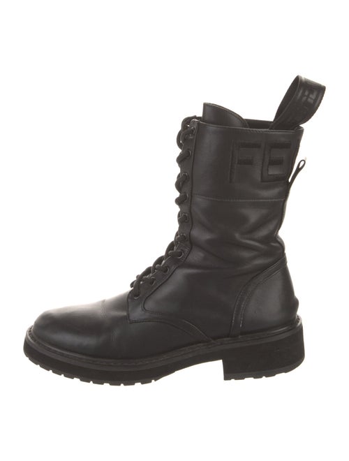 Fendi Zucca FF Logo Leather Combat Boots