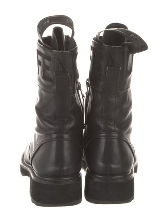 Fendi Zucca FF Logo Leather Combat Boots
