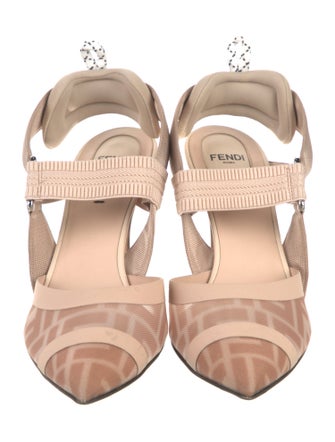 Fendi Zucca FF Logo Mesh Slingback Pumps