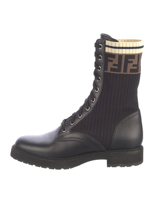 Fendi Zucca FF Logo Leather Combat Boots