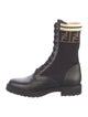Fendi Zucca FF Logo Leather Combat Boots