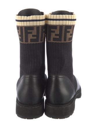 Fendi Zucca FF Logo Leather Combat Boots
