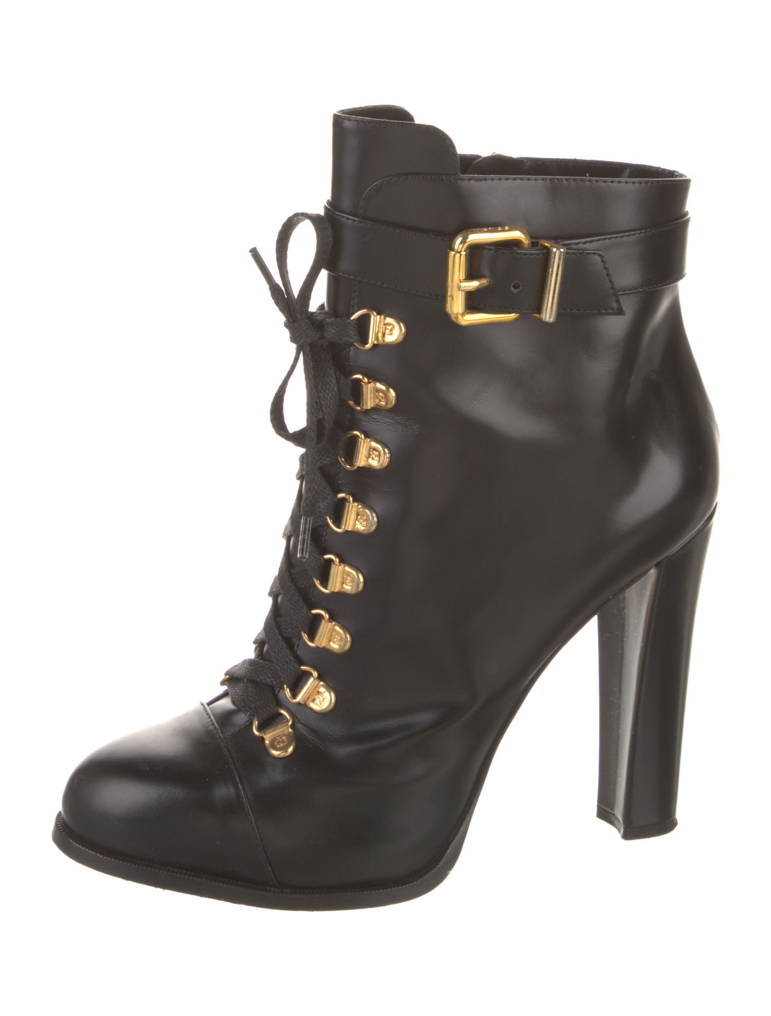 Fendi Leather Lace-Up Boots