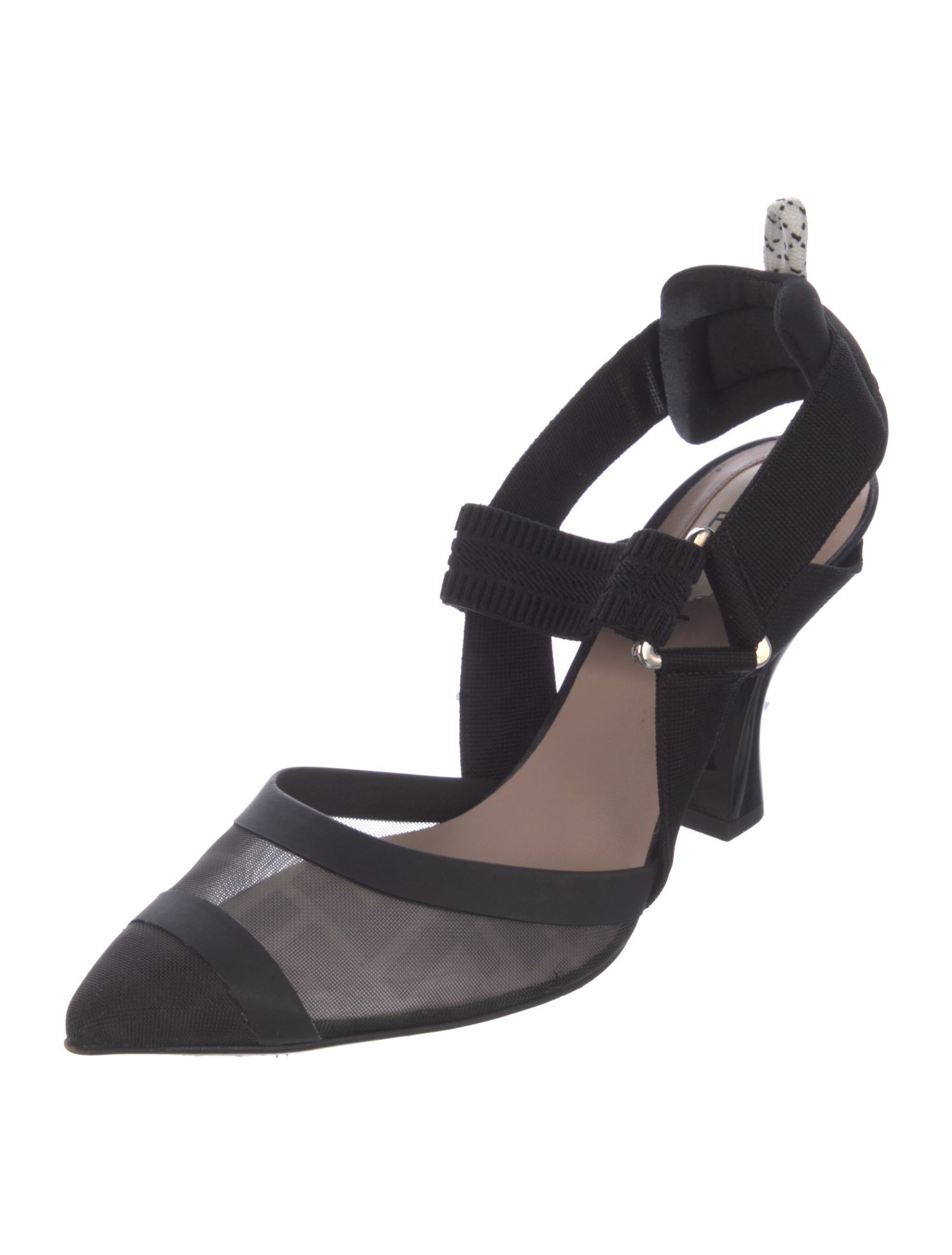 Fendi Zucca FF Logo Mesh Slingback Pumps